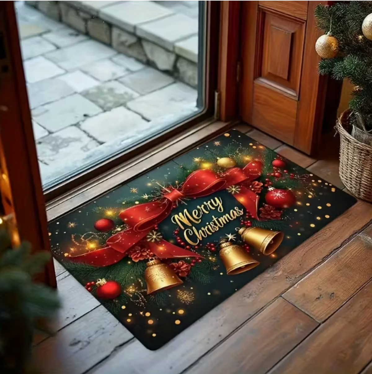 Рождественский коврик для входа 80×120 см