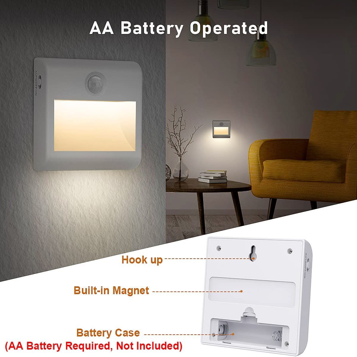 Night Light with Motion Sensor, Battery Operated (2 pcs)