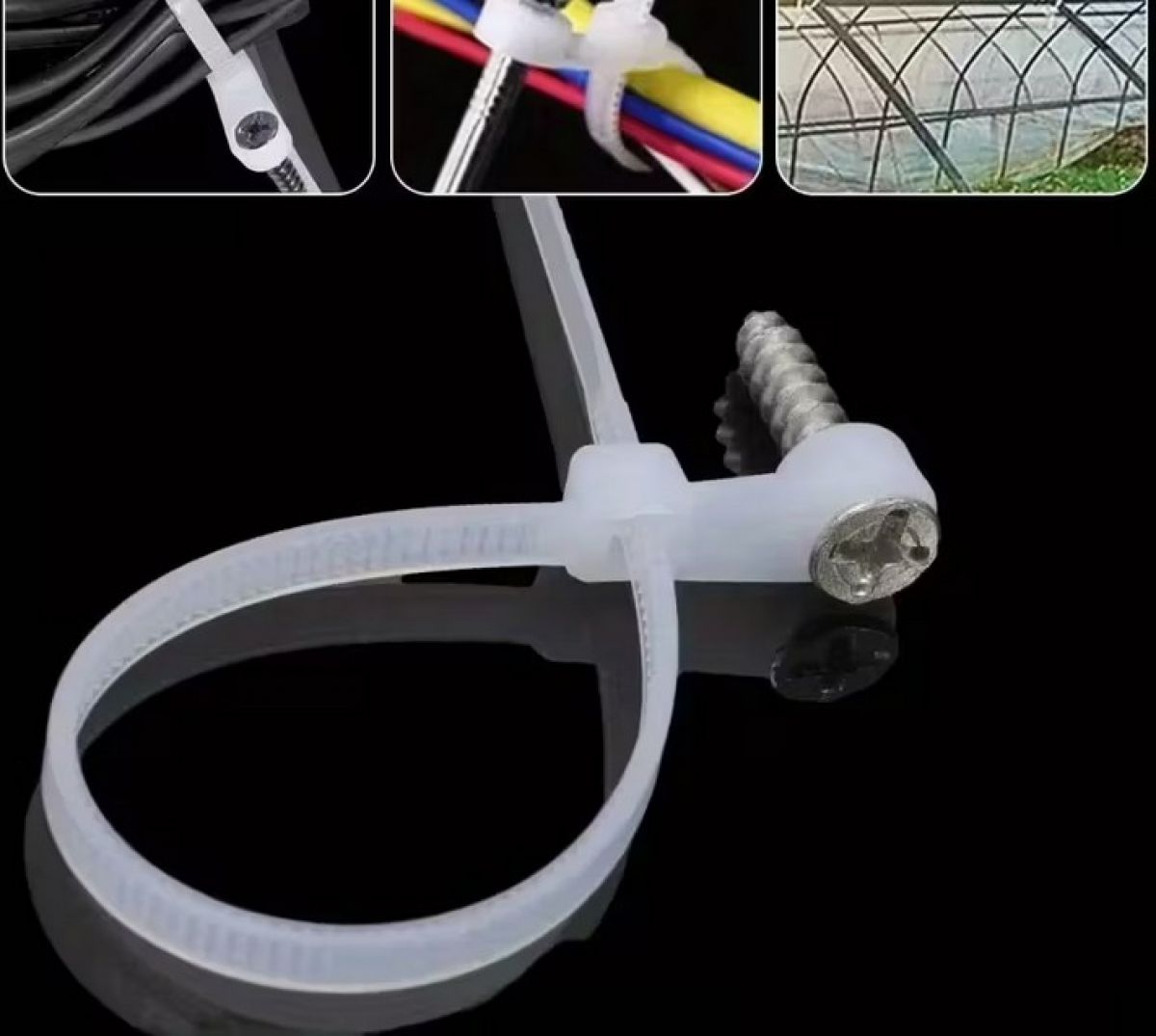 Набор нейлоновых зажимов (стяжек) — 100шт., чёрные