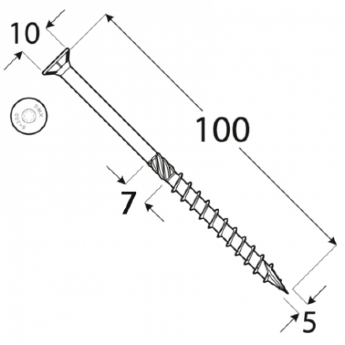Шуруп по дереву CS 5x100 TX25 Zn (100 шт./упак) DOMAX