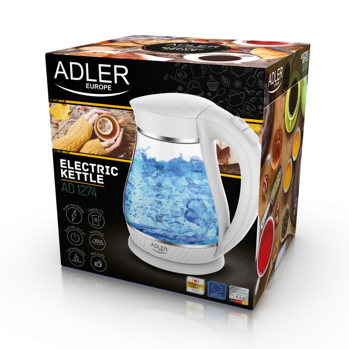 Adler AD 1274 white Kettle glass electric 1,7L