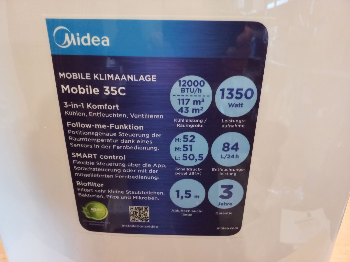 Air conditioner Midea Mobile 35C, 3.51 kW