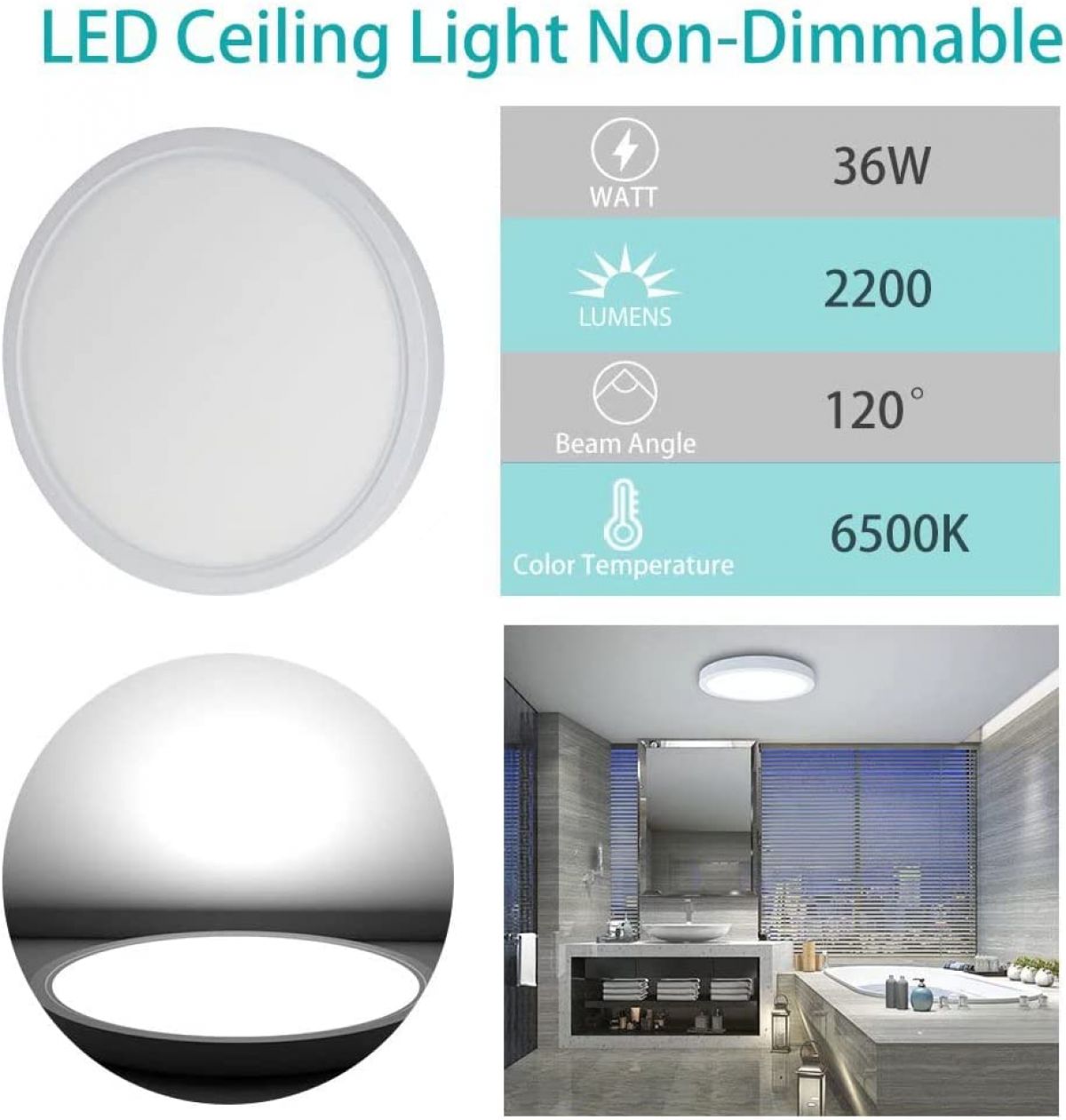 Ceiling lamp (300×24 mm), 36 W, LED, IP44