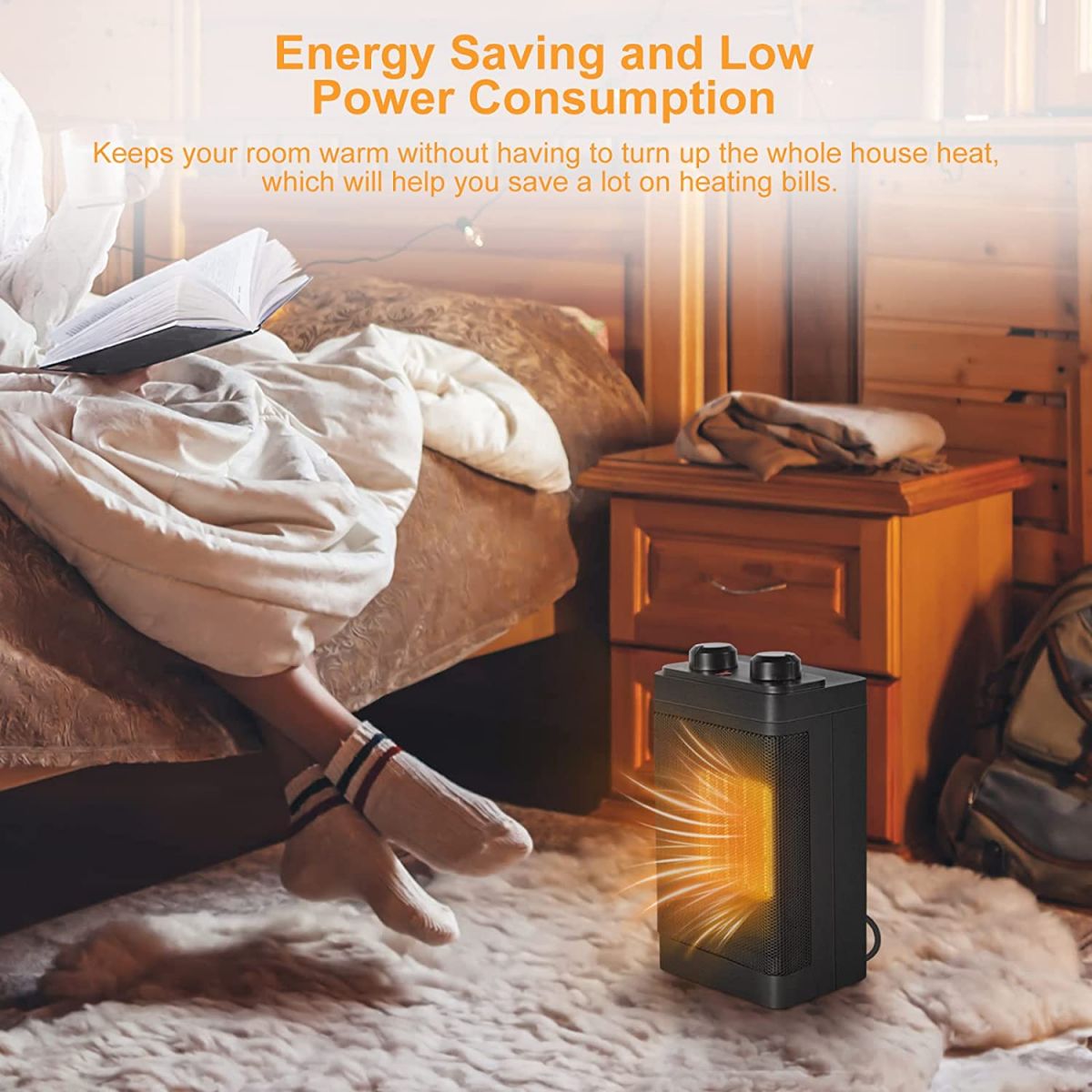 Portable Electric Space Heater with Thermostat 1500 W