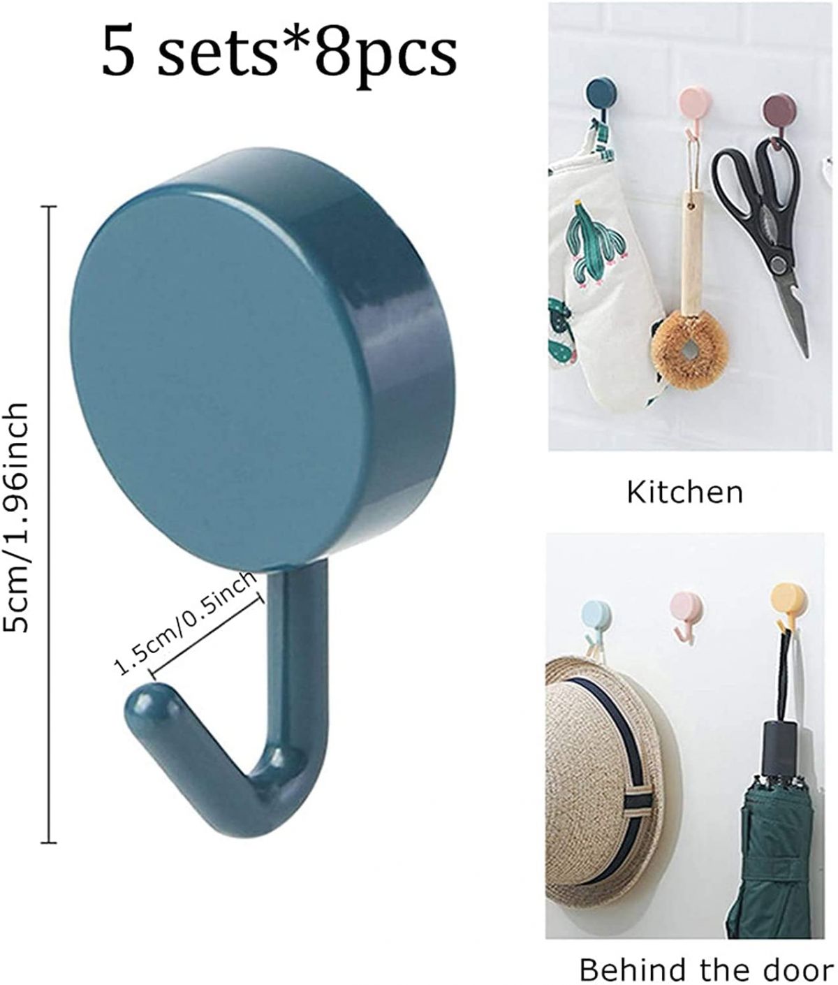 Self-adhesive hooks 10pcs. (plastic)