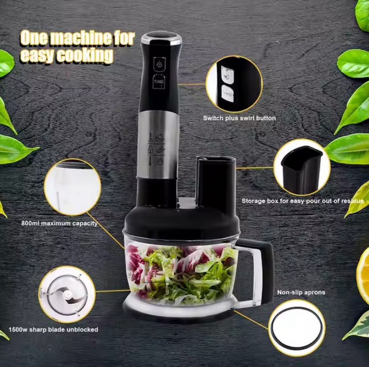 Multifunctional hand blender RAF 6 in 1 for the kitchen