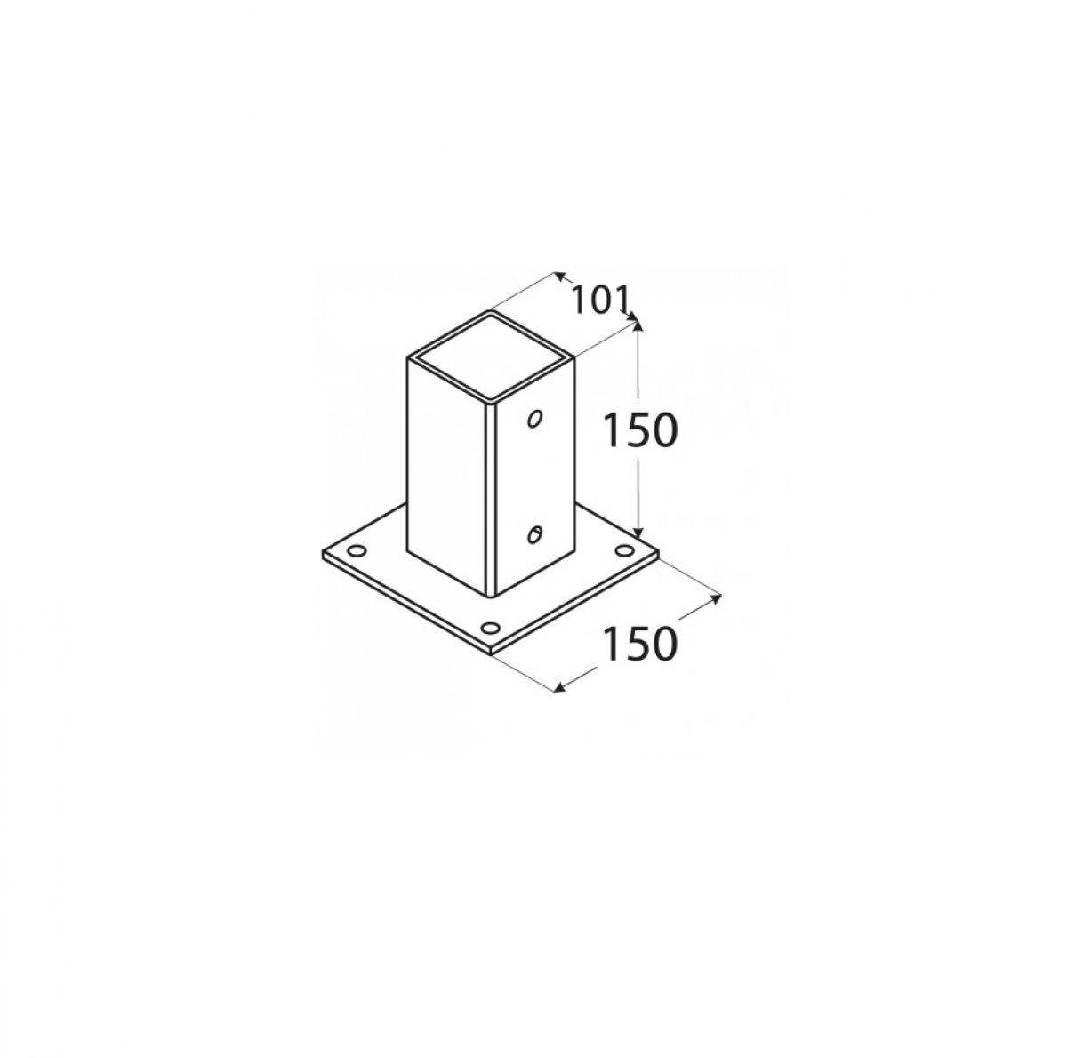 Bolt down postfoot 101x150x2 mm