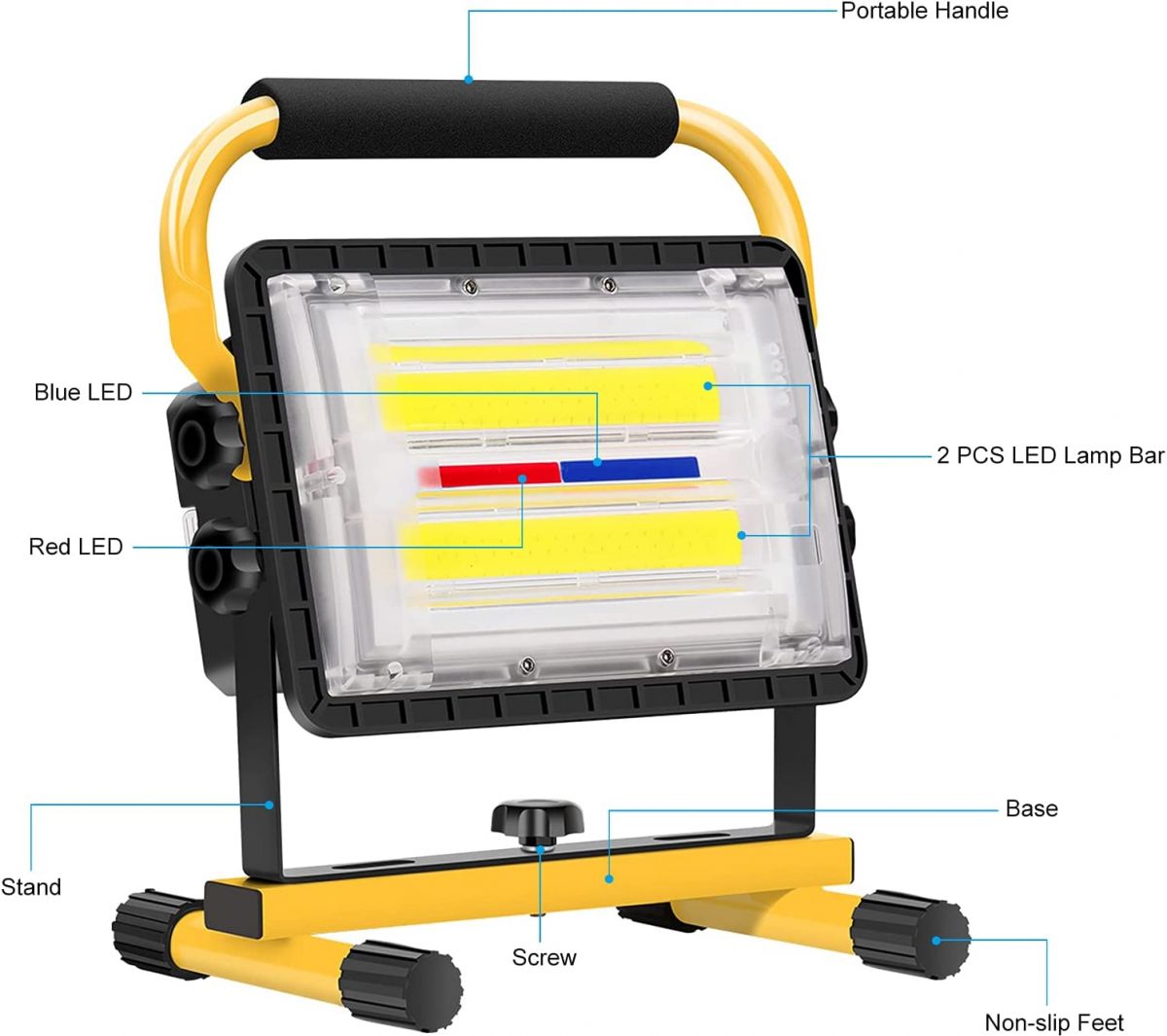 Battery spotlight LED, 60 W, IP65, with USB cable