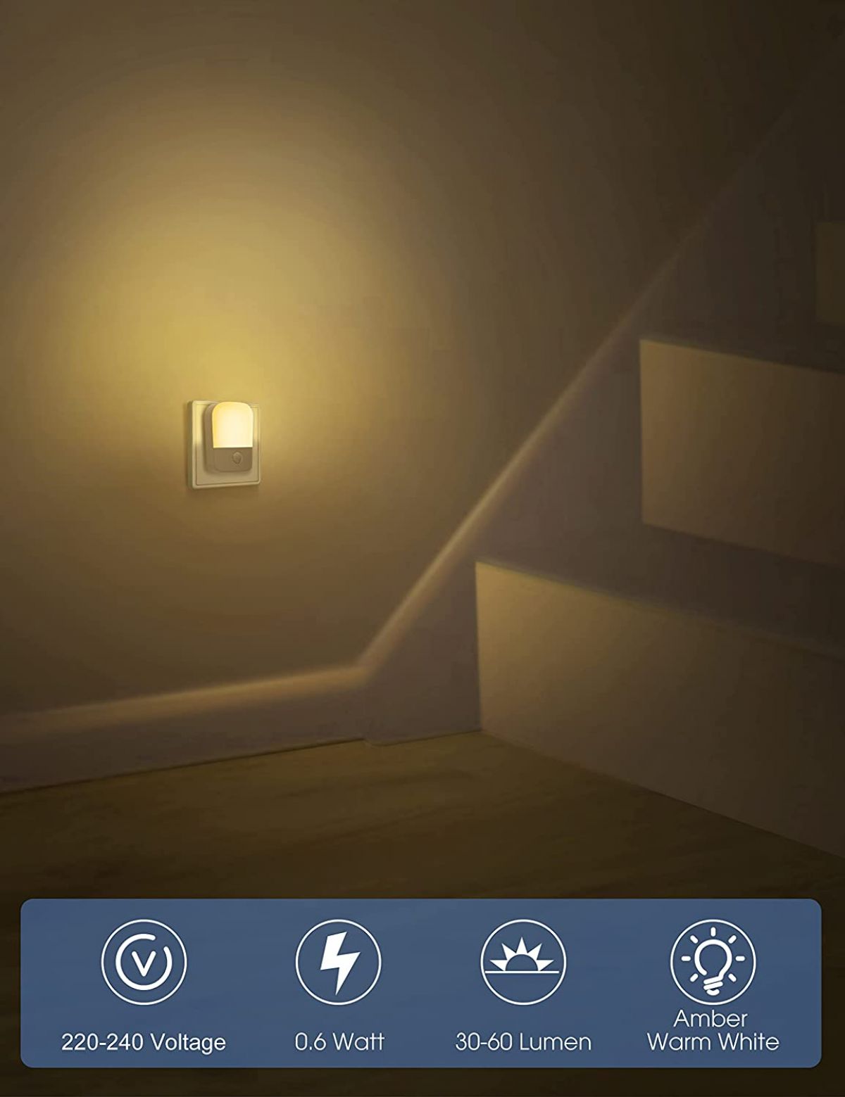 LED night light with sensor 0.6 W, Fulighture ( 2pcs )