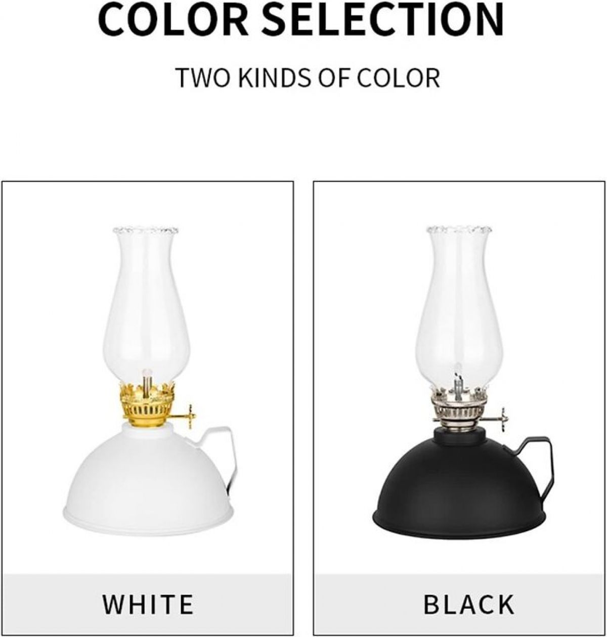 Amanigo Matte oiled lamp retro lamp, antique candle, black