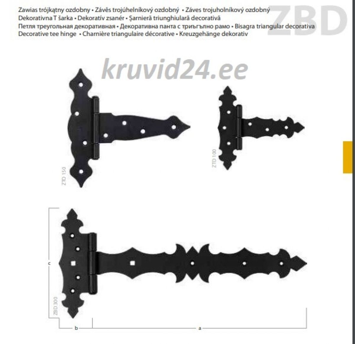 ZBD Decorative gate hinge black
