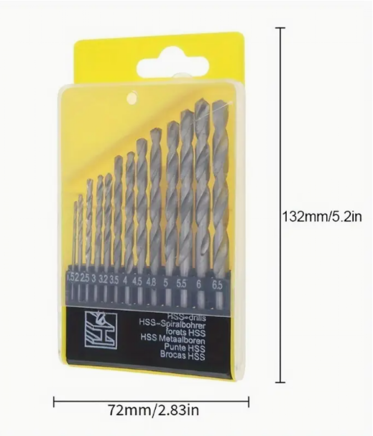 Set of 13 drill bits (1.5–6.5 mm)