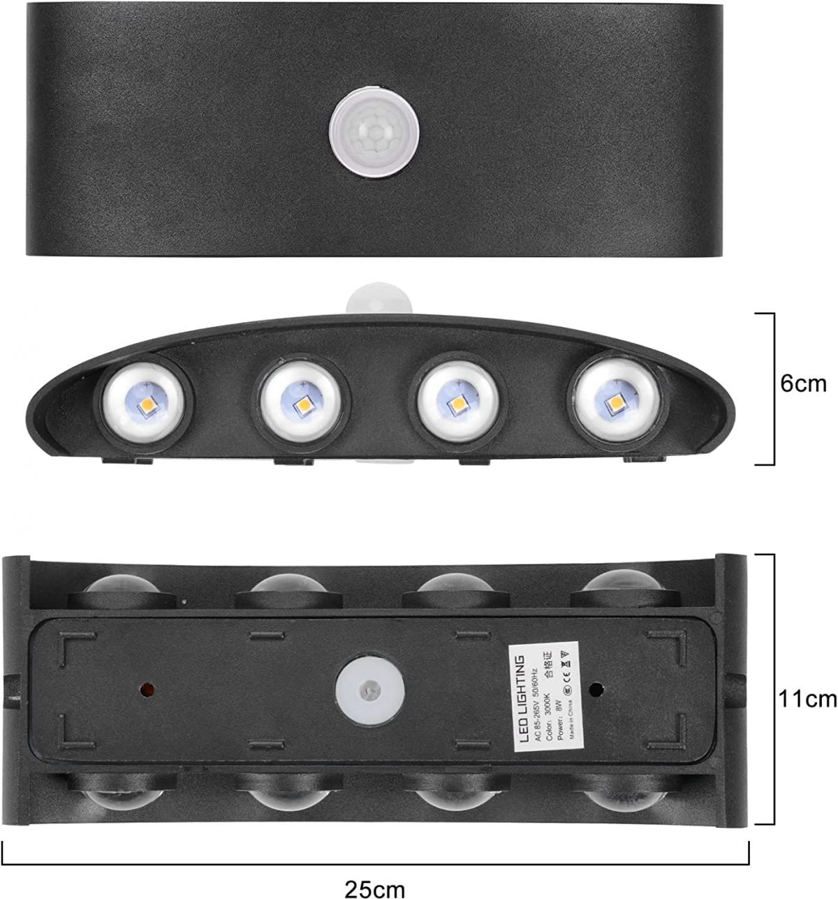 Настенный светильник Midore с датчиком движения 8 Вт IP65 LED