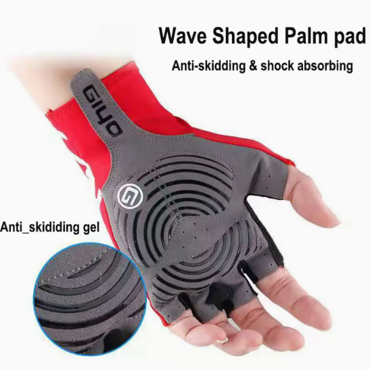 Fingerless Cycling Gloves XXL, Red