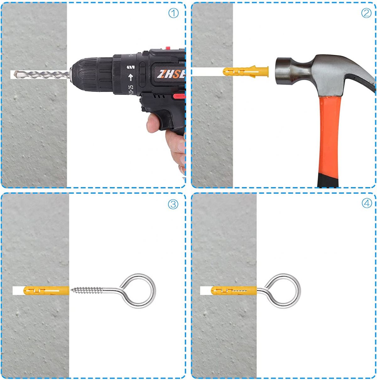 Set of hooks and dowels 12pcs. M5