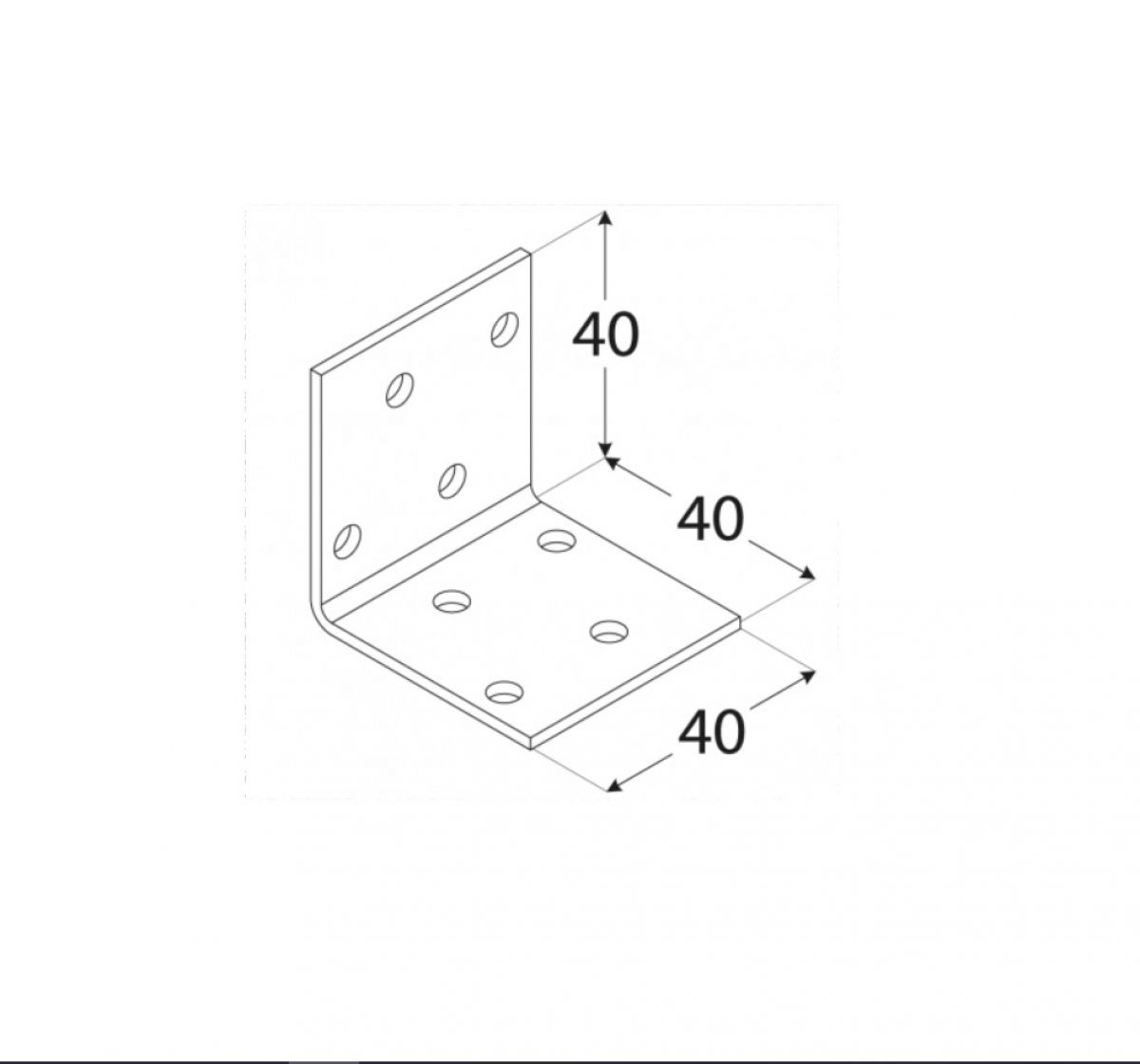 Perforated angle bracket 40x40x40x2,0 mm