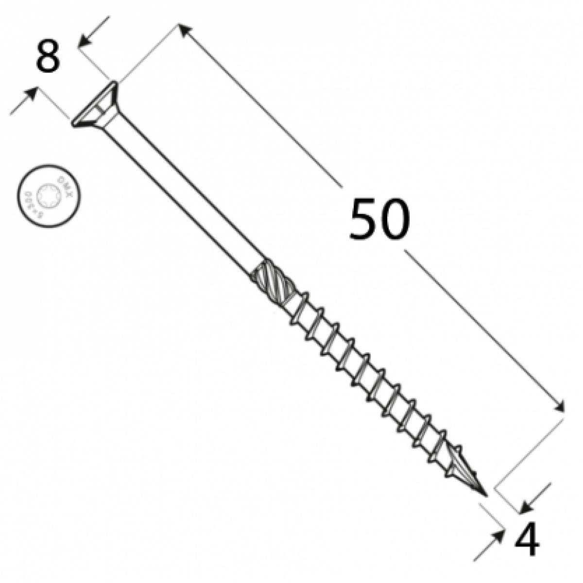 шуруп по дереву CS 4×50 200tk/pakk TORX T20