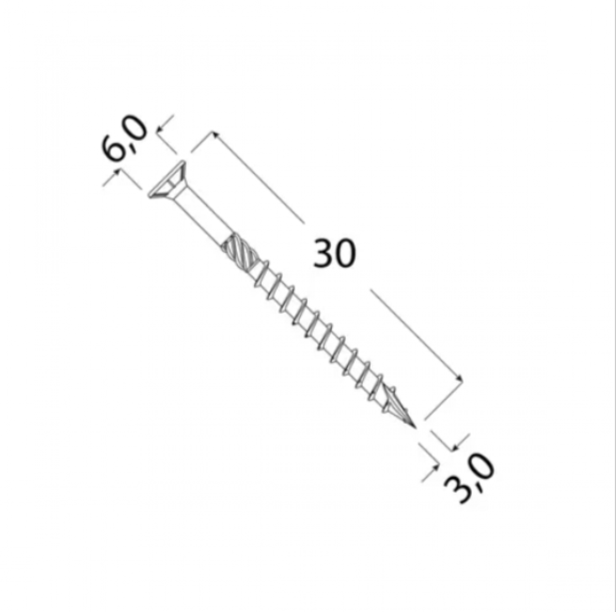 Шуруп по дереву CS 3x30 TX10 Zn (500 шт.упак) DOMAX