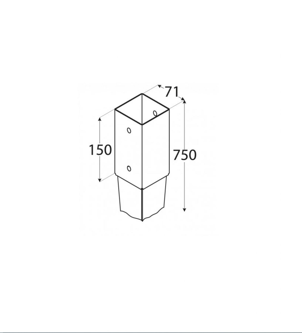 Забивные опоры для столбов  71x750x2 mm