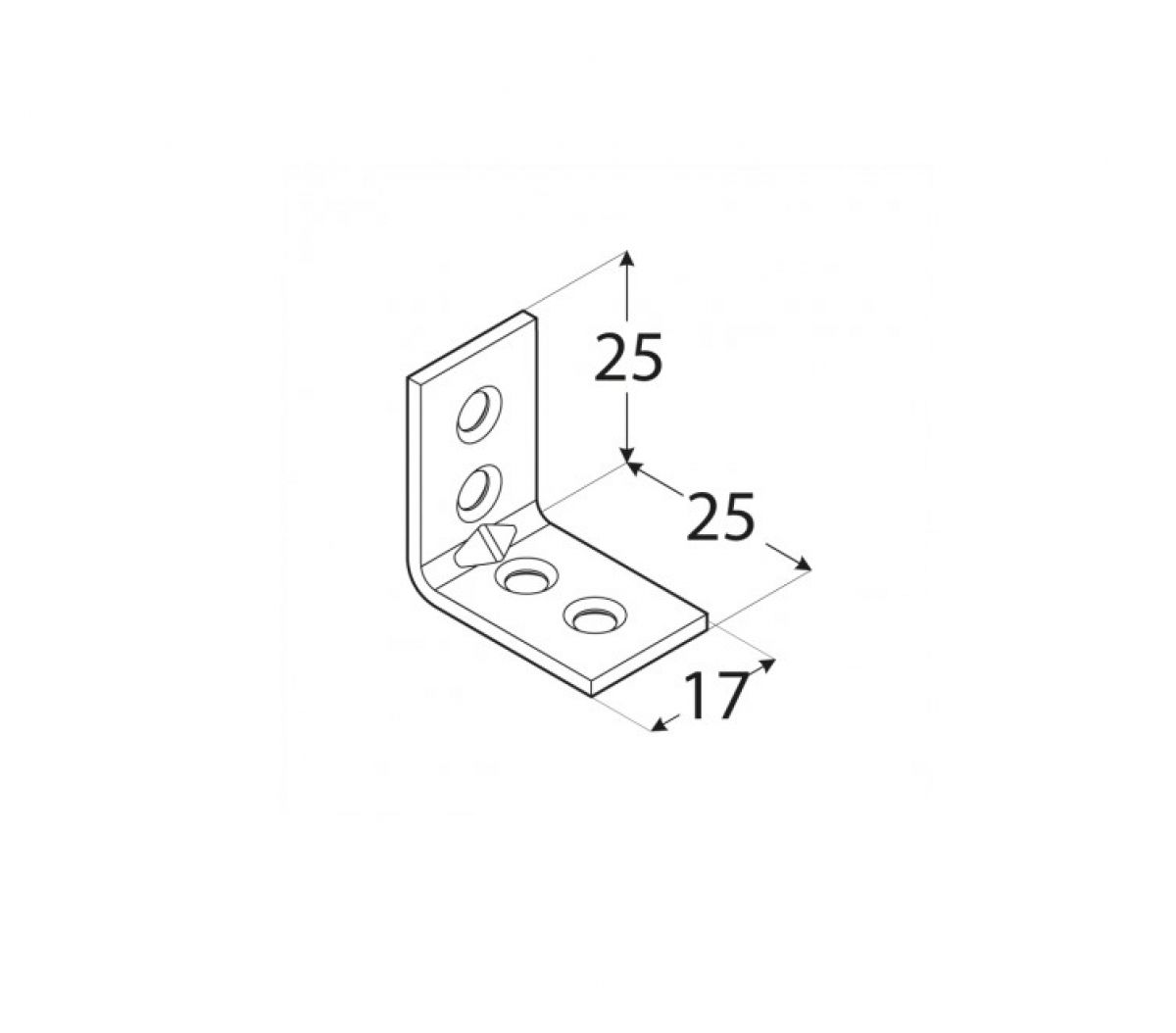 Narrow angle bracket 25x25x17x1,5 mm KW1