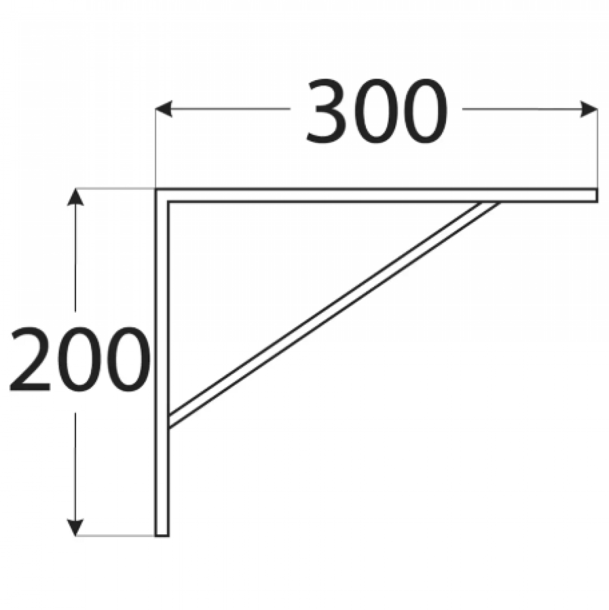 Reinforced Steel Shelf Bracket WSWP300/20 300x200x20x3,0 DOMAX