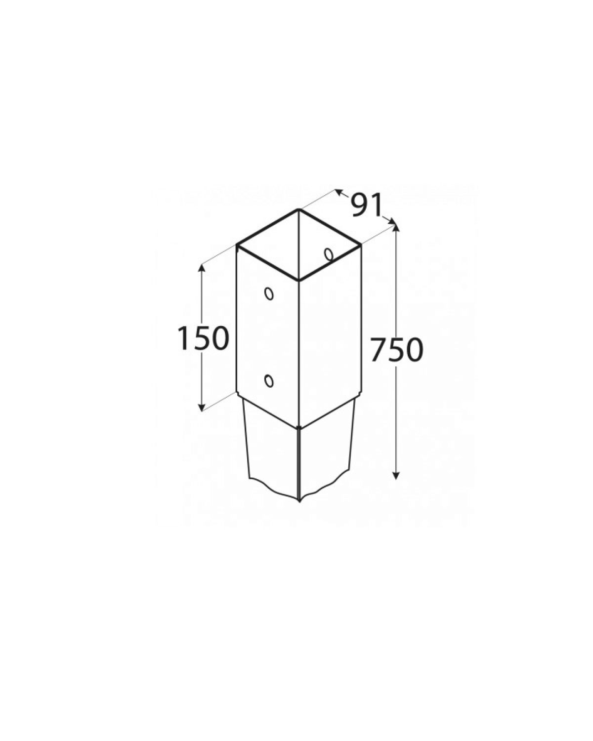 PSG 90/750 Drive-in post support 91x750x2 mm