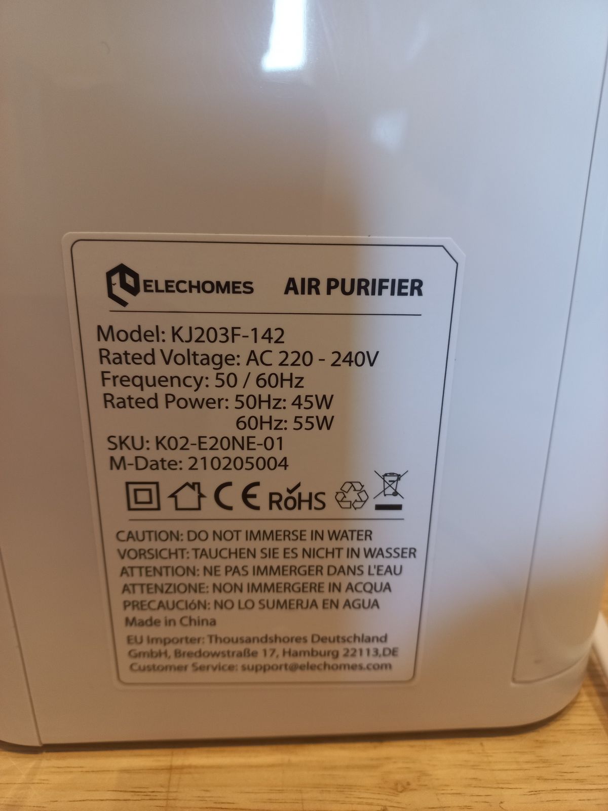 Air purifier Elechomes KJ203F-142