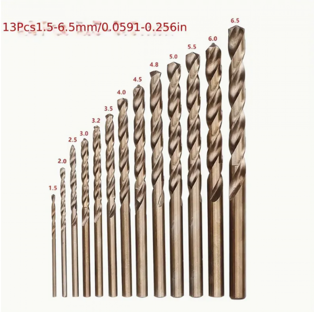 Set of 13 drill bits (1.5–6.5 mm)