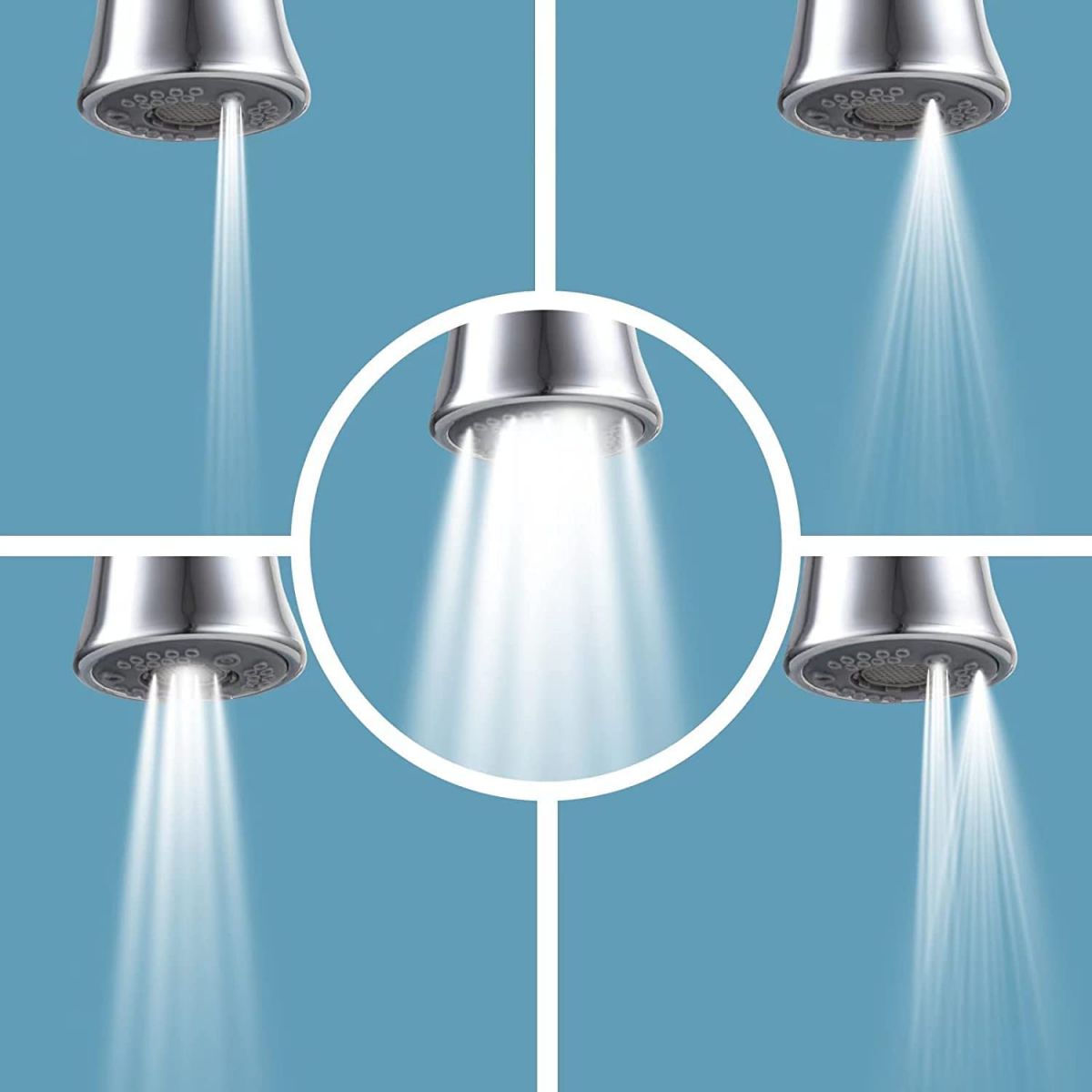 Swivel faucet mount, 720 degrees rotatable.