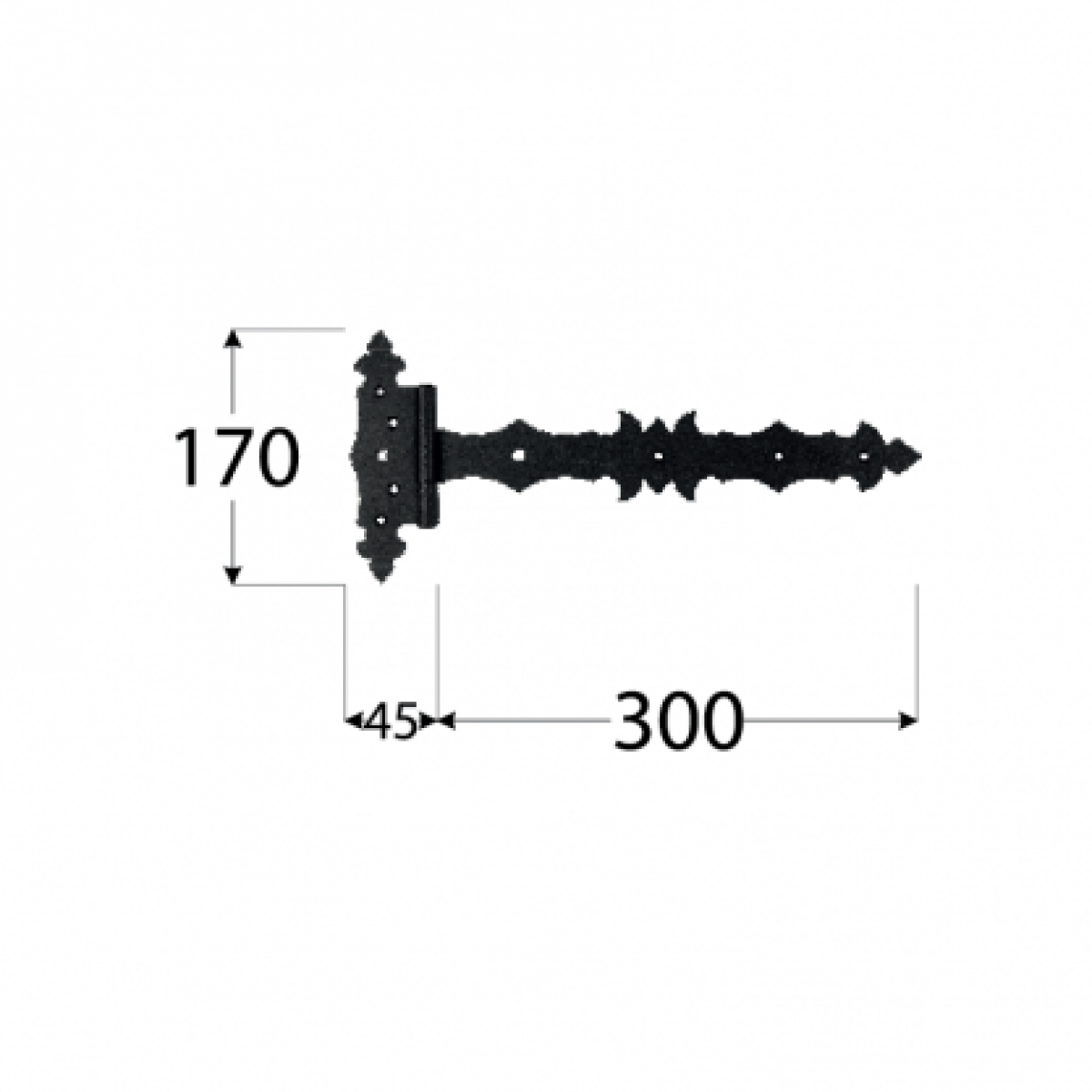 ZBD Decorative gate hinge black