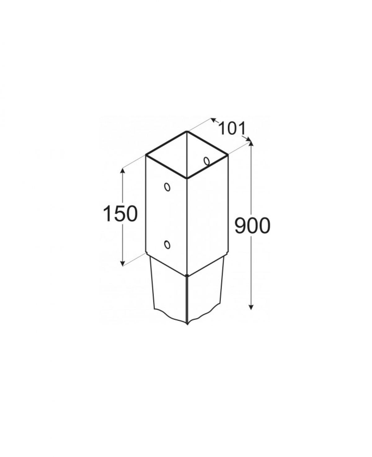 Drive-in post support 101x900x2 mm