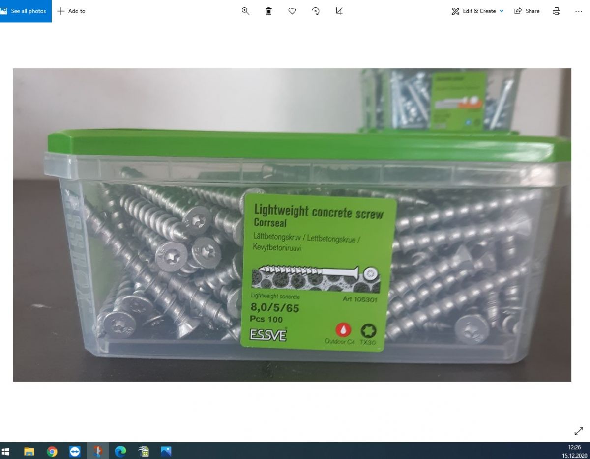 ESSVE Screws for concrete 8.0x65 100 pcs/pack