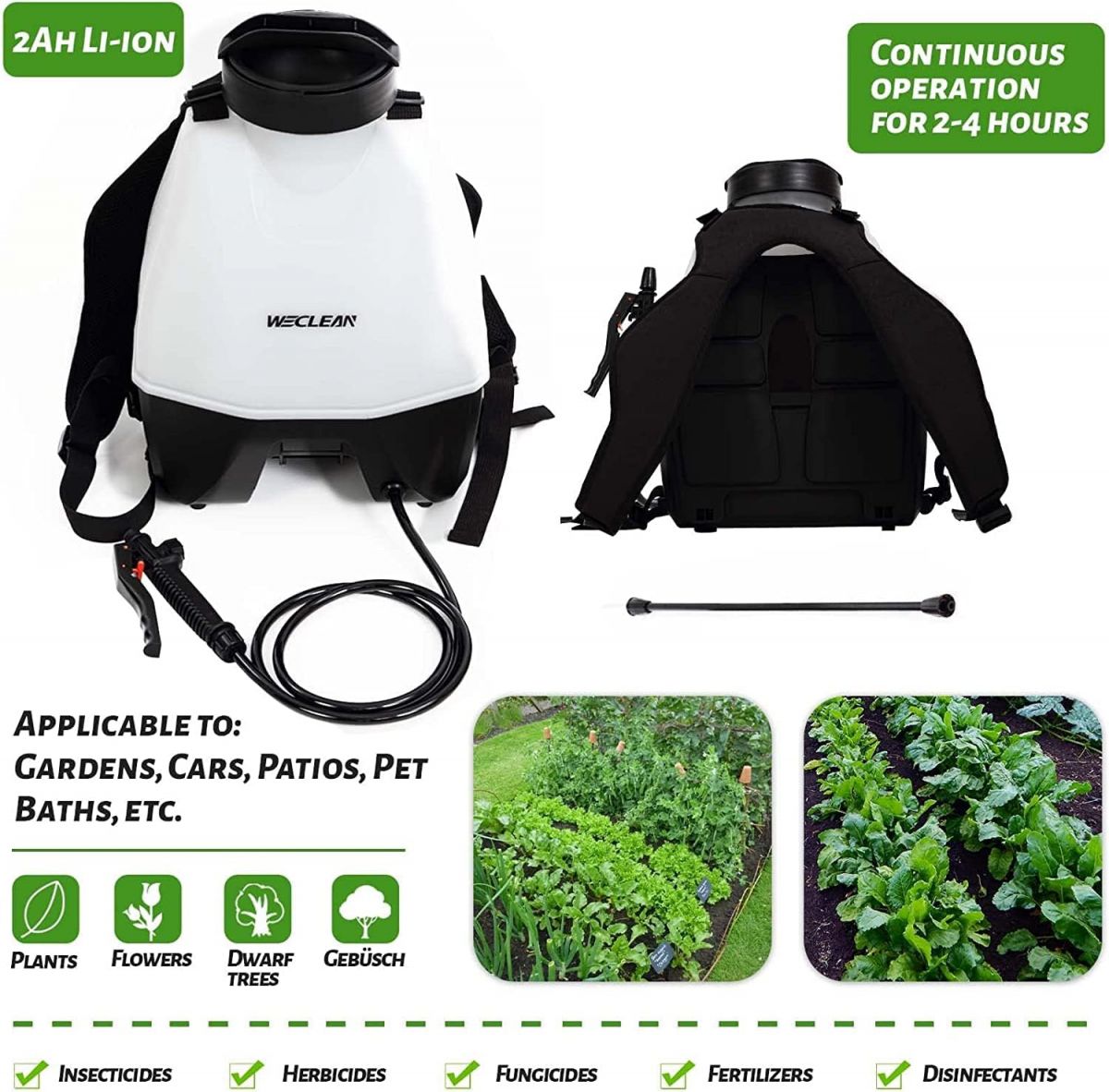 Battery garden sprayer WECLEAN 15l, backpack