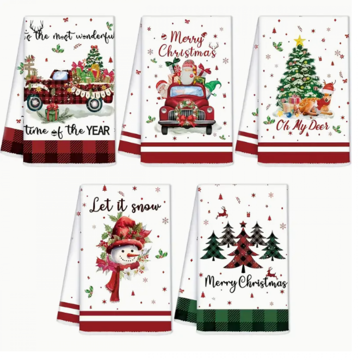 Набор рождественских кухонных полотенец (5шт)