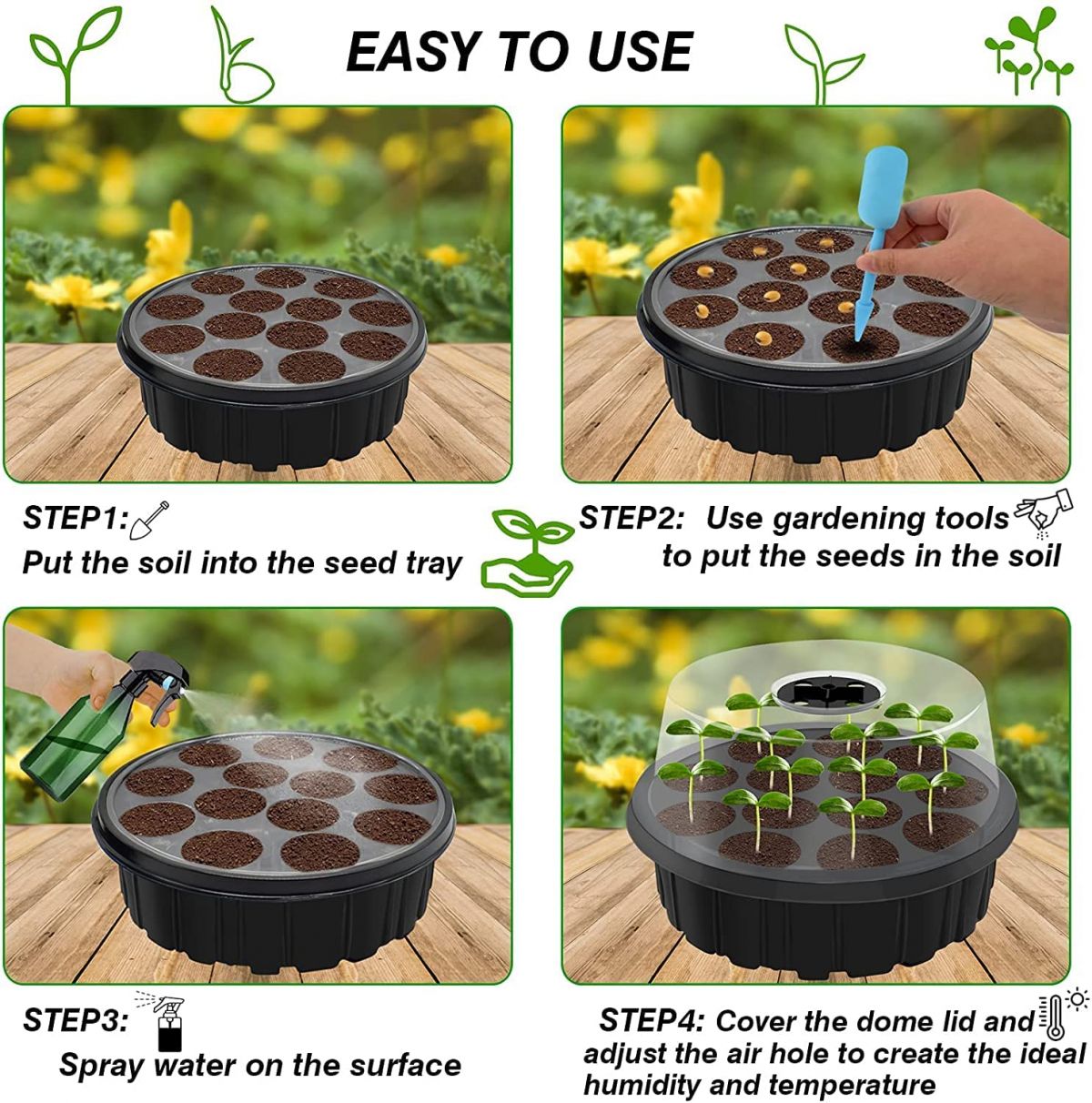 Plastist kandikud istikute kasvatamiseks (5 tk. must)