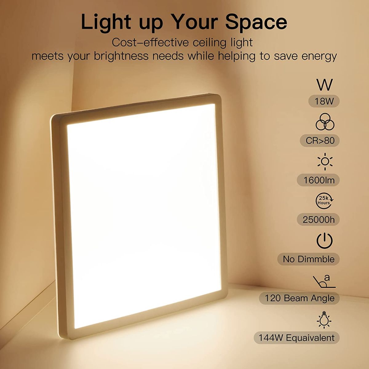 Ceiling lamps STANBOW (295 x 295 x 25 mm), 18 W, LED, IP44