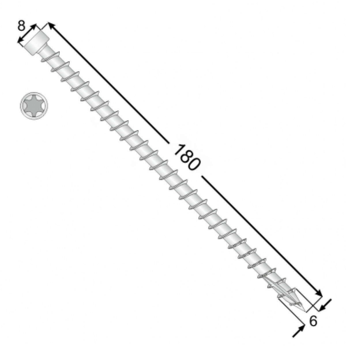 Шуруп по дереву CPW 6x180 TX30 (100 шт.упак)