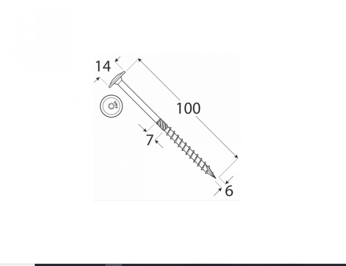 Construction screw with wafer head 6x100 100pcs/pack