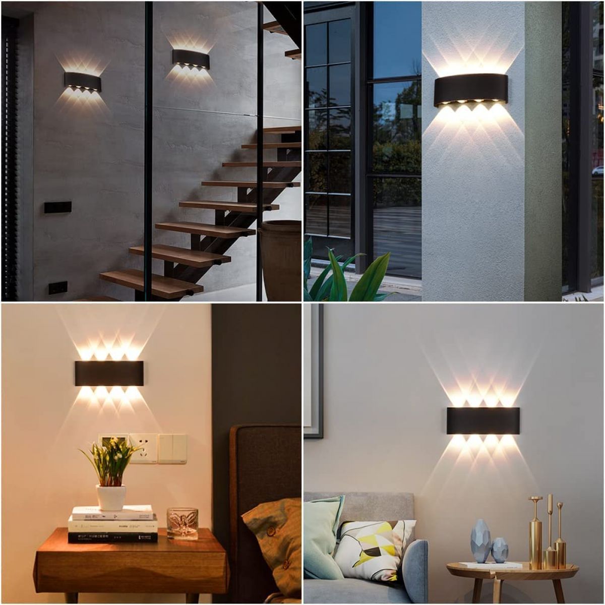 Smart LED wall light, 8 W (black)