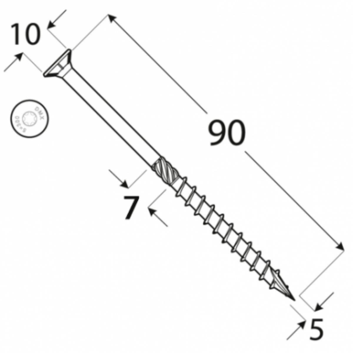 Шуруп по дереву CS 5x90 TX25 Zn (200 шт./упак) DOMAX