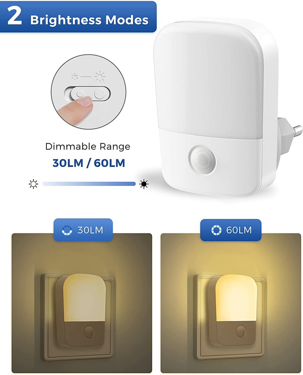 LED night light with sensor 0.6 W, Fulighture ( 2pcs )