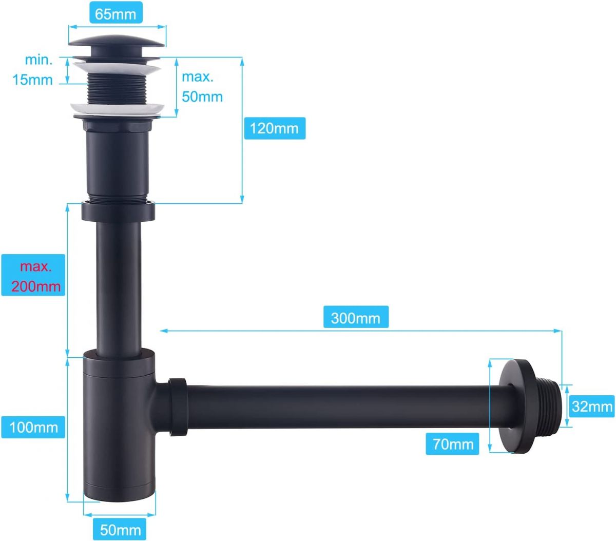 Siphon for sink (black)