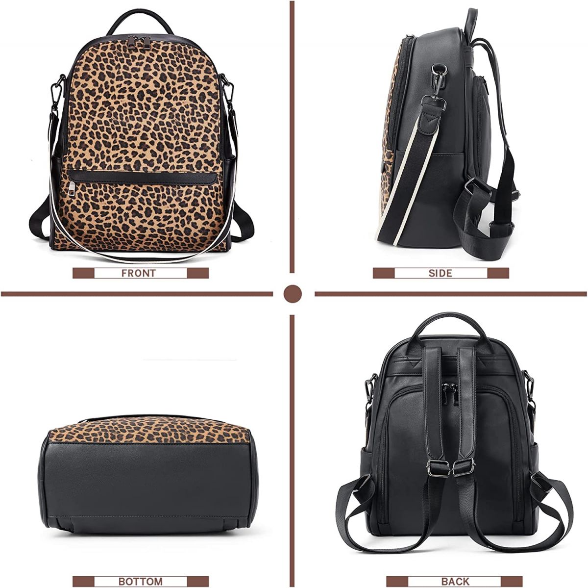 Backpack for women girls, leopard