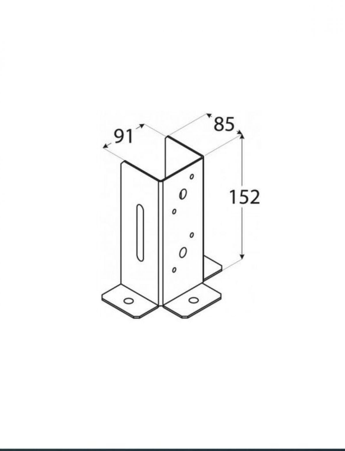 Открытая опора для бруса PSP90 DX 91x150x2,0 мм DOMAX