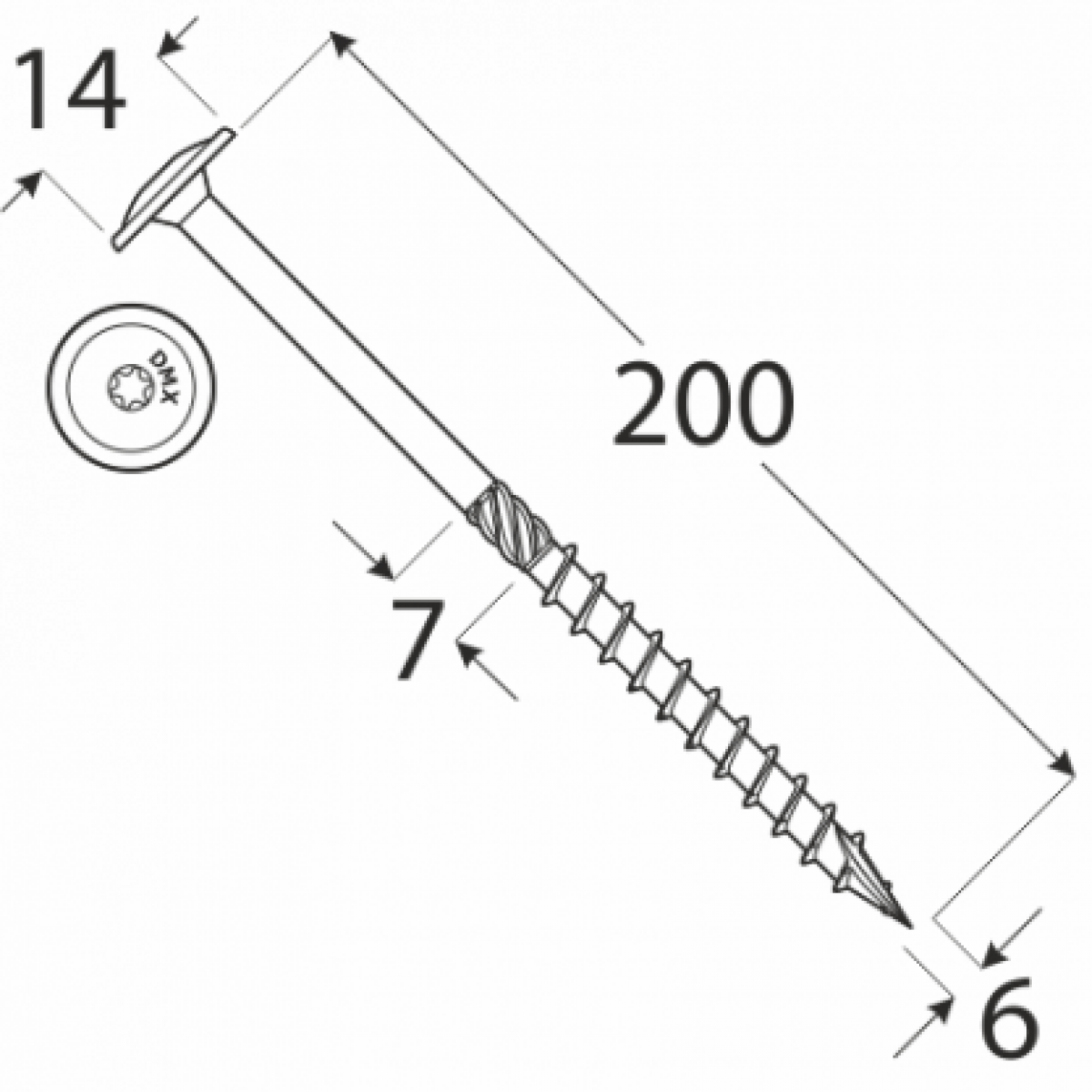 Puidukruvi CT 6×200 100 tk/pakk TORX T30