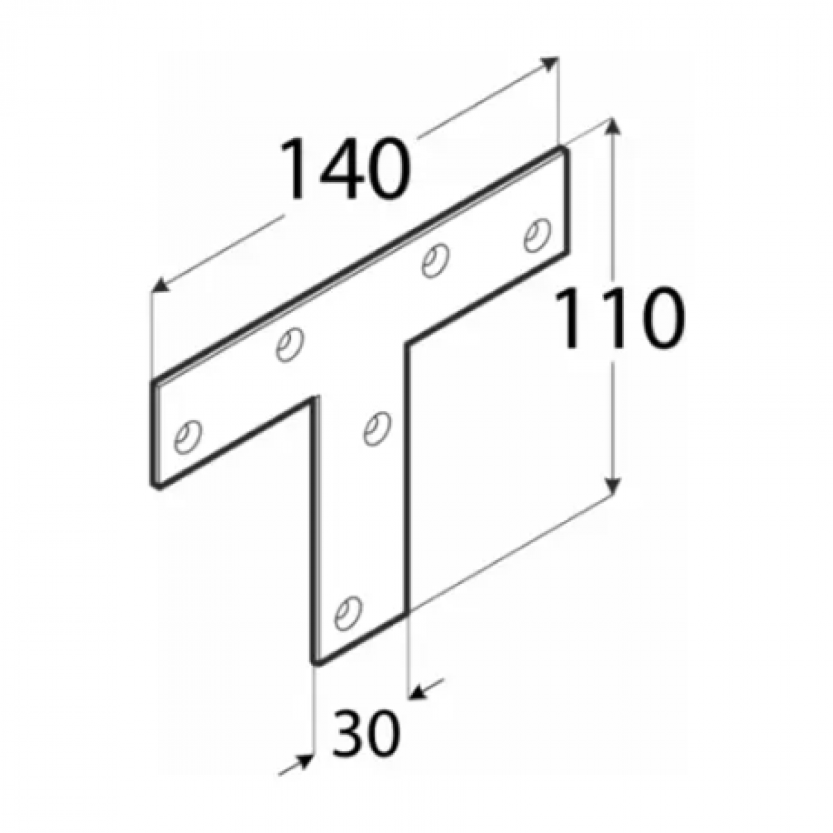 KT 140 - T-tüüpi ühendusdetail 140x110x30x2,0 mm