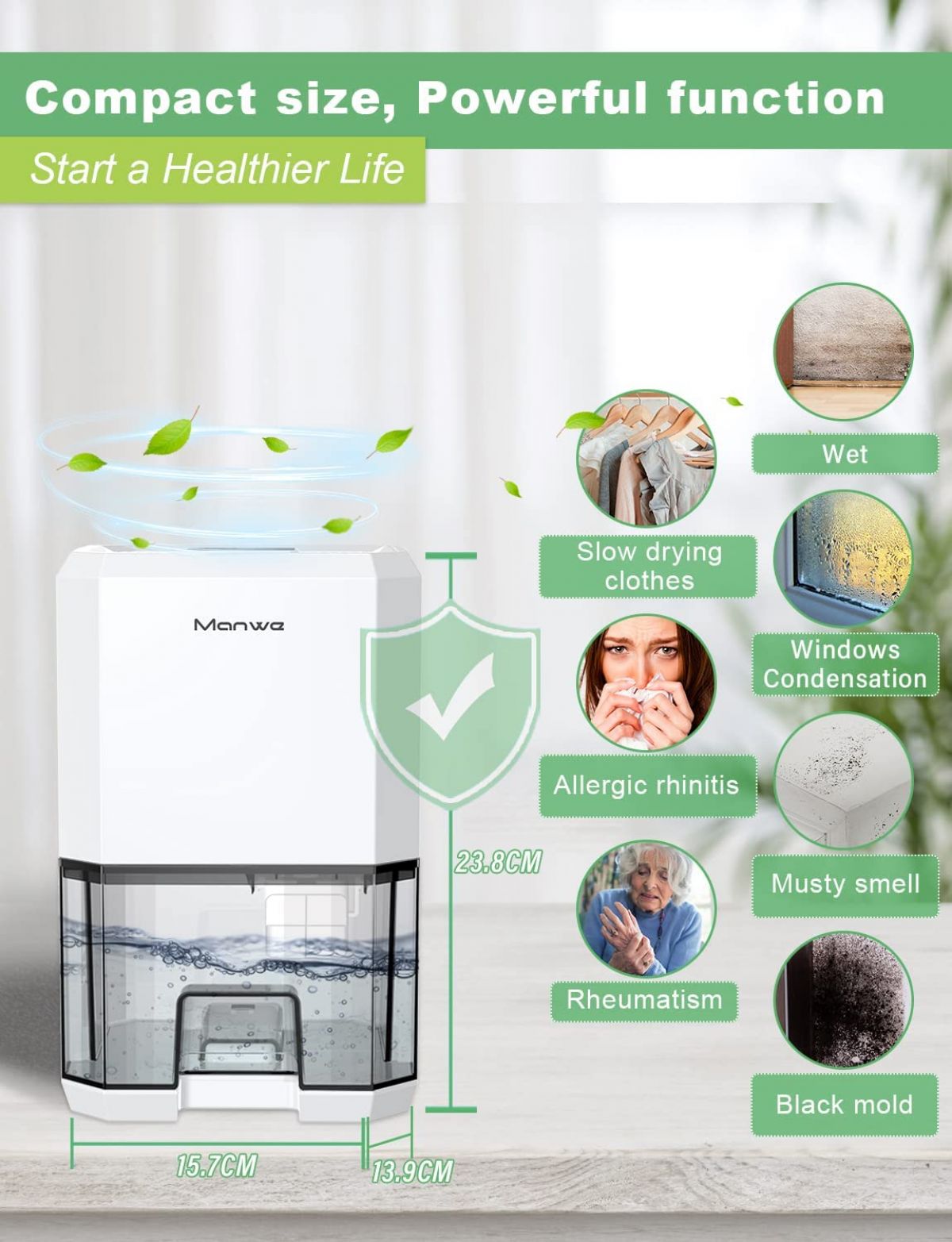 Manwe Electric Dehumidifier, 1500 ml