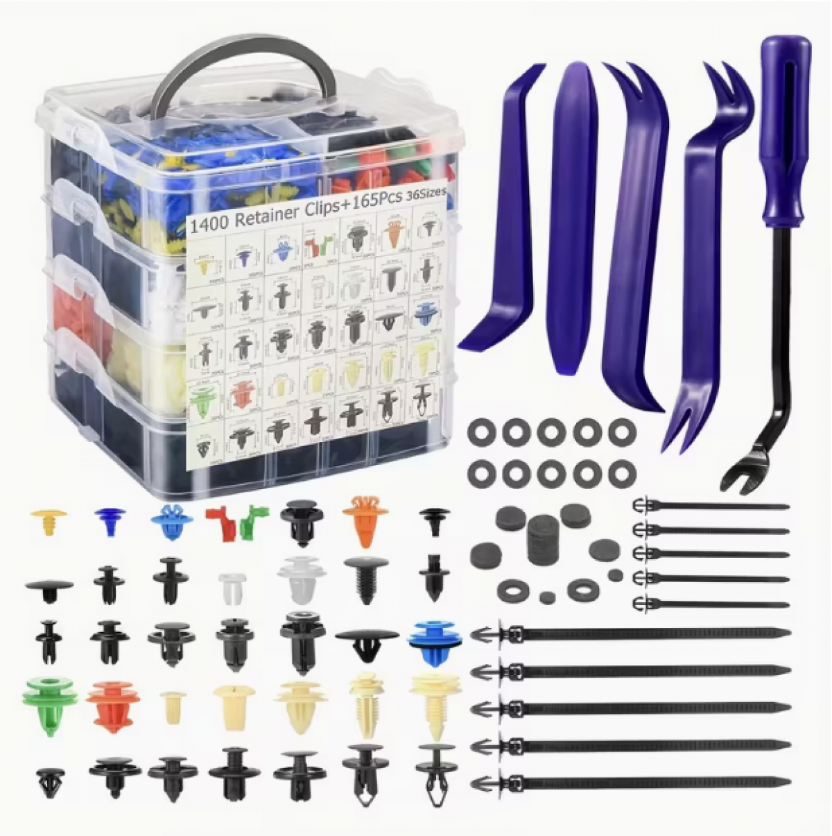 Набор автомобильных фиксаторов 1565 шт. (36 размеров)