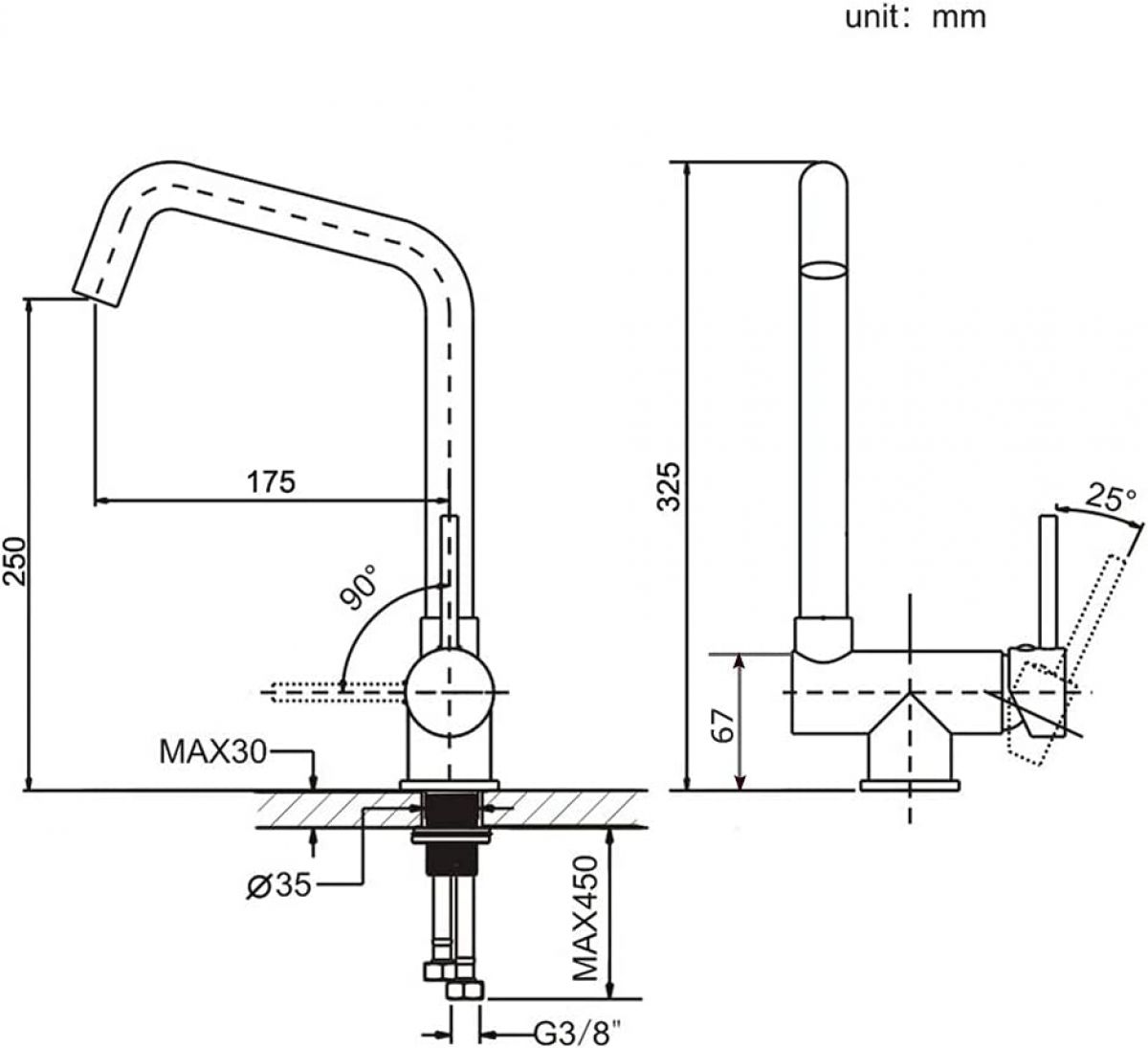 ONECE Front Window Kitchen Tap Folding Kitchen