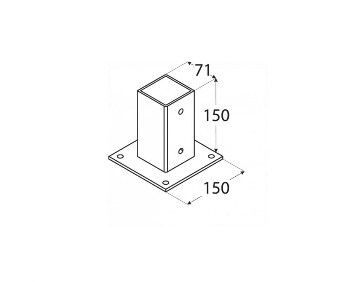 Bolt down postfoot 71x150x2 mm